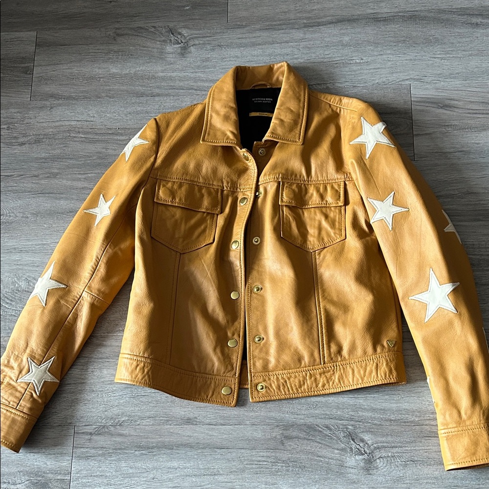 Stylish Tan Jacket with Star Accents